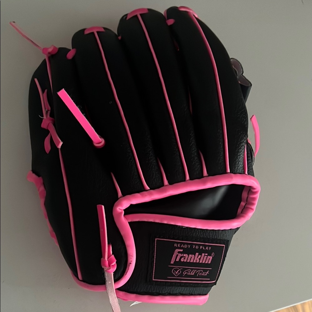 Kids Franklin Black and Pink Baseball Glove
